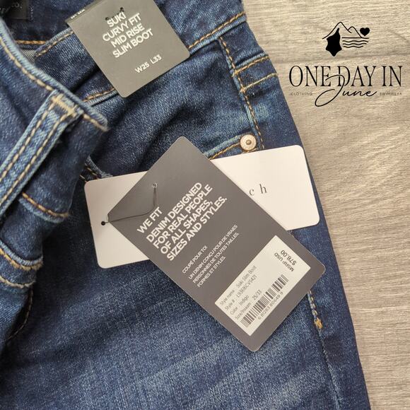 Silver Jeans Co Suki Curvy Fit Mid Rise Slim Boot Jeans Size 25 (2) - Picture 2 of 6